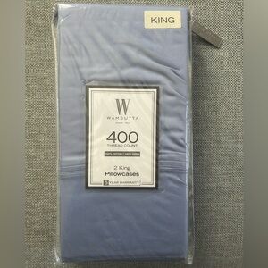 Wamsutta 400 Thread Count 100% Cotton Set Two Pillowcases Light Blue Periwinkle
